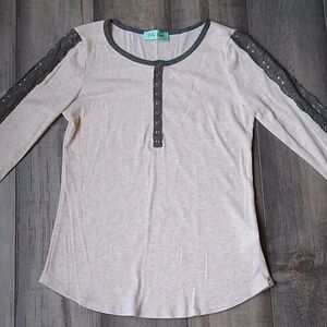 Filly Flair waffle thermal top with lace Size S